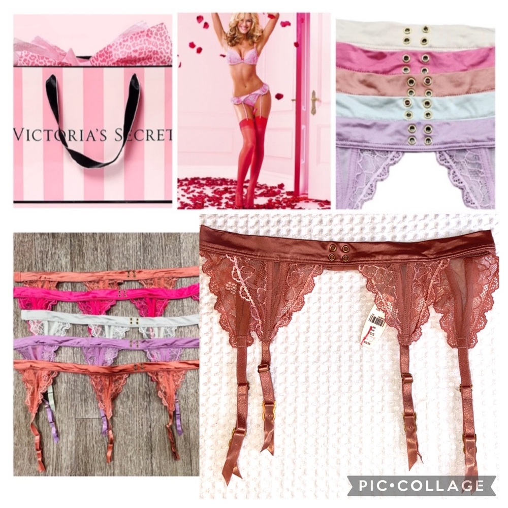 NEW! VICTORIA’S SECRET Lace Satin Garter Belt Size XS/S M/L Copper Rose Brown